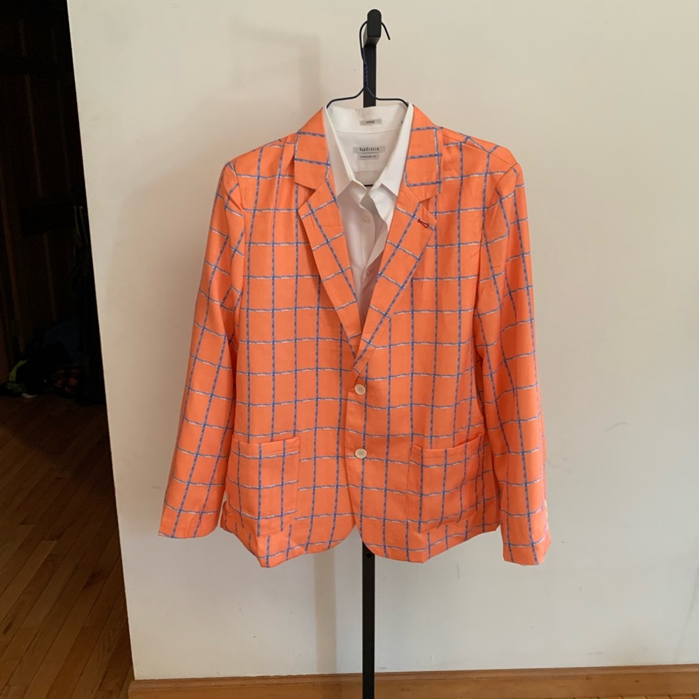 Men’s orange and blue blazer